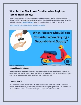 What Factors Should You Consider When Purchasing a Second Hand Scooty