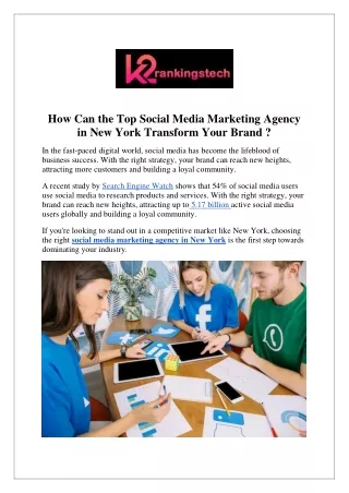 How Can the Top Social Media Marketing Agency in New York Transform Your Brand ?