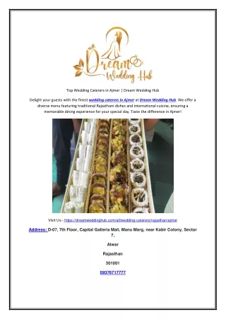 Top Wedding Caterers in Ajmer | Dream Wedding Hub