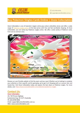 Buy Pokemon Singles Cards Online-Ozzie Collectables