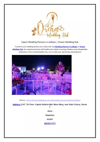 Expert Wedding Planners in Jodhpur | Dream Wedding Hub
