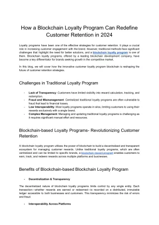 The Impact of Blockchain Loyalty Programs on Customer Retention in 2024