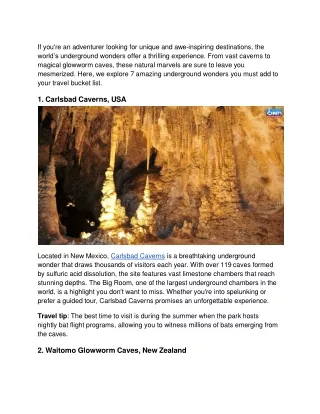 7 Amazing Underground Wonders You Must Explore