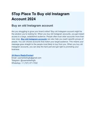 5Top Place To Buy old Instagram Account 2024