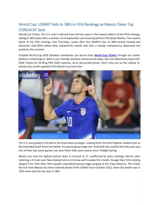 World Cup USMNT Falls to 18th in FIFA Rankings as Mexico Takes Top CONCACAF Spot