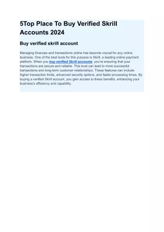 5Top Place To Buy Verified Skrill Accounts 2024
