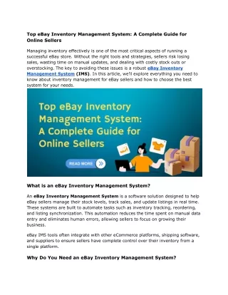 Top eBay Inventory Management System A Complete Guide for Online Sellers