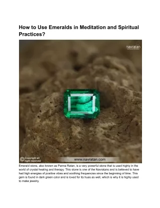 How to Use Emeralds in Meditation and Spiritual Practices