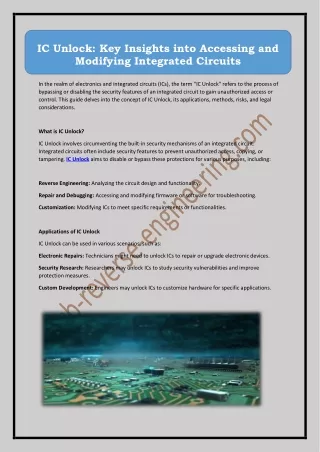 IC Unlock: Key Insights into Accessing and Modifying Integrated Circuits