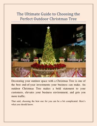 The Ultimate Guide to Choosing the Perfect Outdoor Christmas Tree