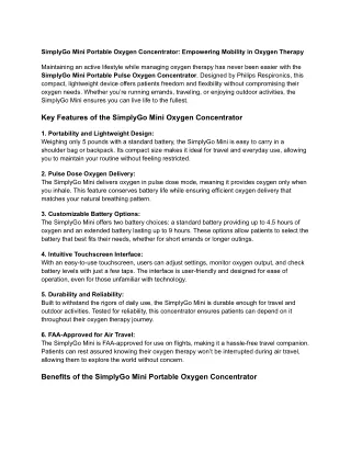 SimplyGo Mini Portable Oxygen Concentrator_ Empowering Mobility in Oxygen Therapy