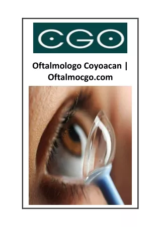 Oftalmologo Coyoacan  Oftalmocgo.com