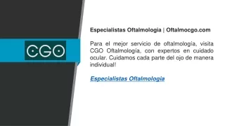 Especialistas Oftalmologia   Oftalmocgo.com