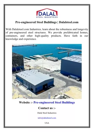 Pre-engineered Steel Buildings   Dalalsteel.com