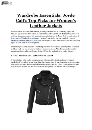 Wardrobe Essentials_ Jorde Calf’s Top Picks for Women’s Leather Jackets