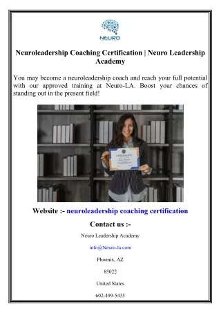 Neuroleadership Coaching Certification   Neuro Leadership Academy