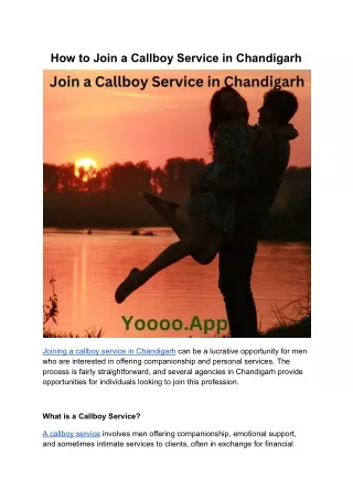 How to Join a Callboy Service in Chandigarh A Guide