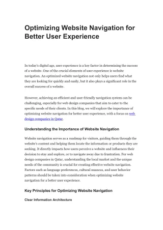 Optimizing Website Navigation for Better User Experience