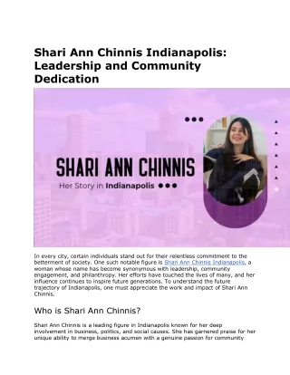 Shari Ann Chinnis Indianapolis: Leadership and Philanthropy