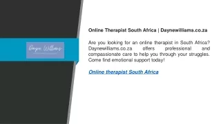 Online Therapist South Africa  Daynewilliams.co.za