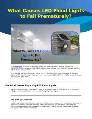 What Causes LED Flood Lights to Fail Prematurely PDF Information