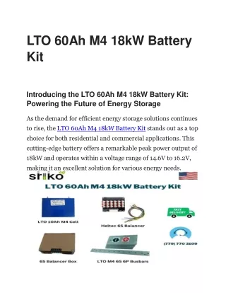 LTO 60Ah M4 18kW Battery Kit