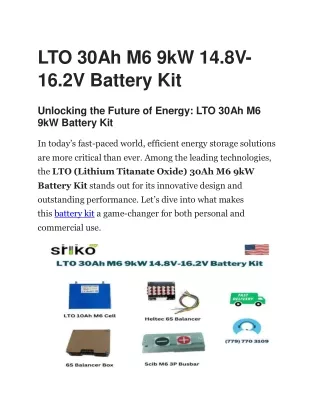 LTO 30Ah M6 9kW 14