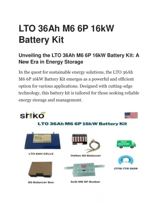LTO 36Ah M6 6P 16kW Battery Kit