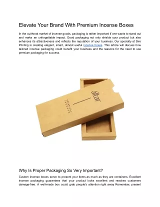 Elevate Your Brand with Premium Incense Boxes