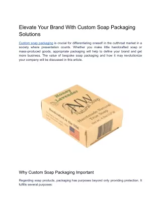Elevate Your Brand With Custom Soap Packaging Solutions