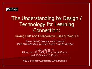 The Understanding by Design / Technology for Learning Connection: