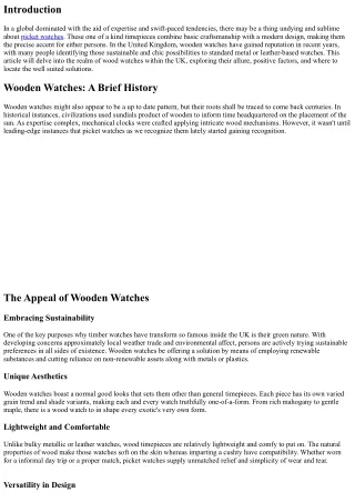 Wooden Watches UK: Where Classic Meets Contemporary