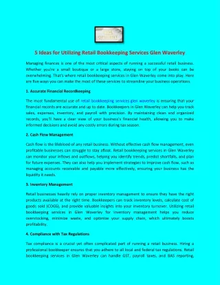 5 Ideas for Utilizing Retail Bookkeeping Services Glen Waverley