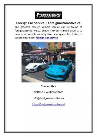 Foreign Car Service | Foreignautomotive.ca