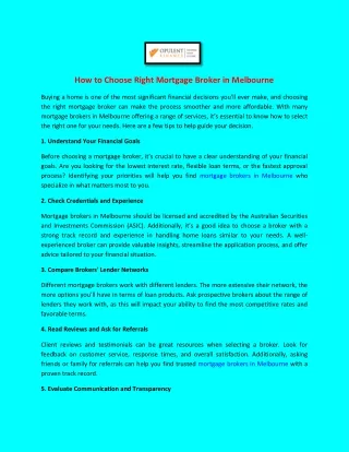 How to Choose Right Mortgage Broker in Melbourne