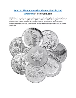 Buy 1 oz Silver Coins with Bitcoin, Litecoin, and Ethereum at VeldtGold.com