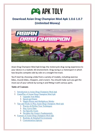 Download Asian Drag Champion Mod Apk 1.0.6 1.0.7 (Unlimited Money)