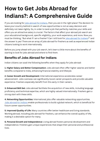 How to Get Jobs Abroad for Indians A Comprehensive Guide