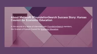 FoundationSearch Success Story: Economic Education Through Strategic Funding