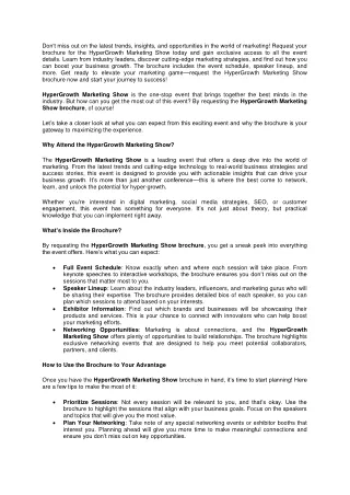 Request Brochure HyperGrowth Marketing Show Get Exclusive Event Insights Now