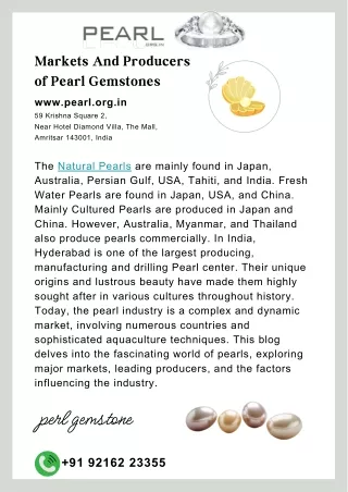 Markets And Producers of Pearl Gemstones