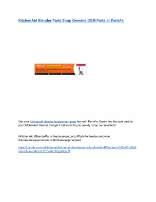 KitchenAid Blender Parts Shop Genuine OEM Parts at PartsFe