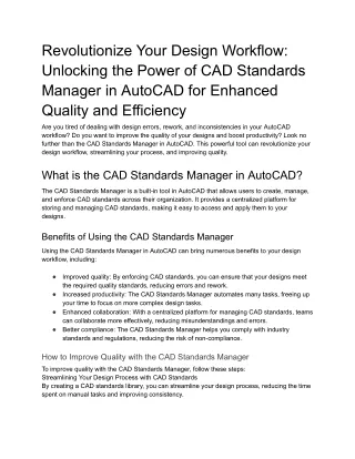 Revolutionize Your Design Workflow_ Unlocking the Power of CAD Standards Manager in AutoCAD for Enhanced Quality and Eff