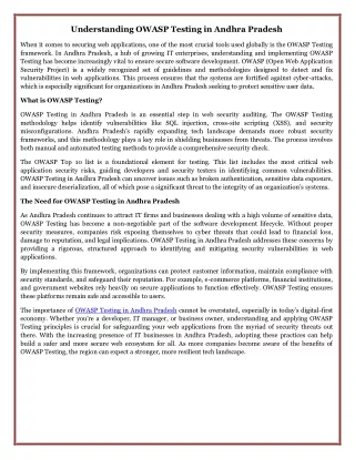 Understanding OWASP Testing in Andhra Pradesh