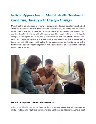 Holistic Approaches to Mental Health Treatment Combining Therapy with Lifestyle Changes