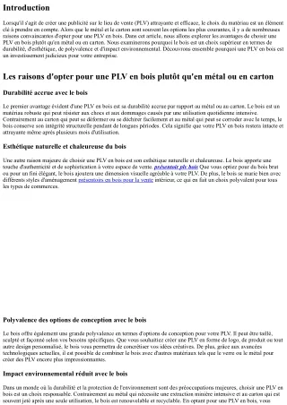 Les raisons d'opter pour une PLV en bois plutôt qu'en métal ou en carton