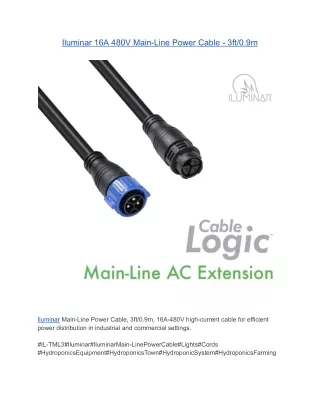 Iluminar 16A 480V Main-Line Power Cable - 3ft/0.9m