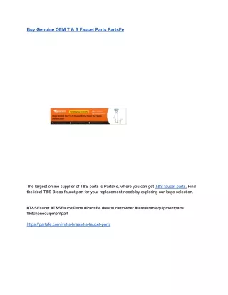 Buy Genuine OEM T & S Faucet Parts PartsFe