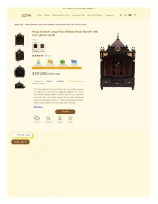 Pooja Graham Large Floor Rested Pooja Mandir with Door