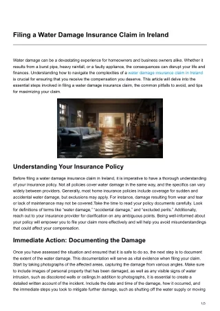 Filing a Water Damage Insurance Claim inIreland